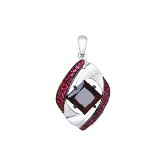 Anhänger mit rotem Sitall und Zirkonia 