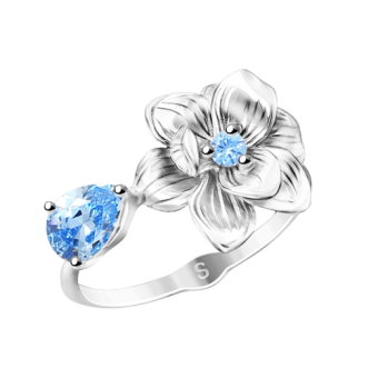 Women's ring with light blue zirconia 