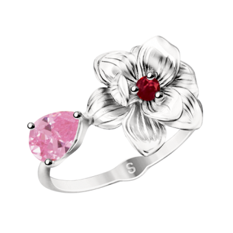Women's ring with pink zirconia 