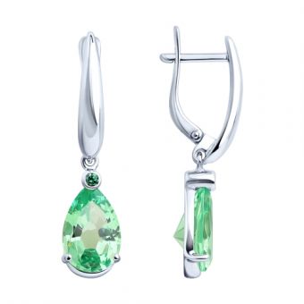 Earrings with green zirconia 