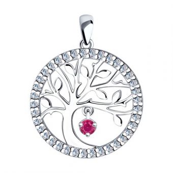 Pendant with zirconia and ruby 