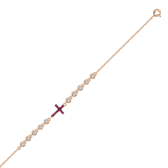 Gilded bracelet "Cross" with zirconia 