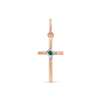 Pendant cross with emerald 