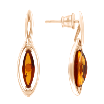 Gilded stud earrings with amber 