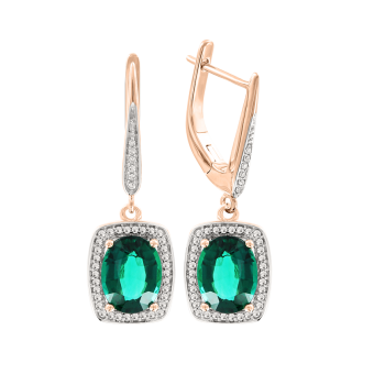 Earrings with emerald and diamonds 