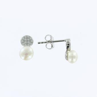 Earstuds with zirconia and pearls 