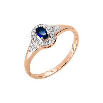 Women's ring with sapphire and diamonds 