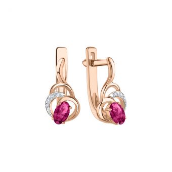 Earrings with ruby and diamonds 