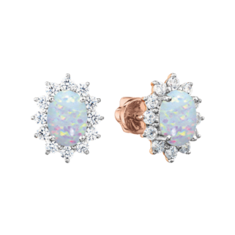 Stud earrings with opal and zirconia 