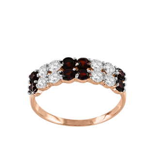 Women's ring with garnets and zirconia 
