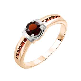 Women's ring with garnet and zirconia 