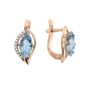 Earrings with blue topaz and zirconia 