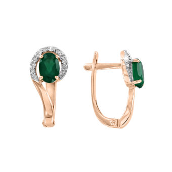 Ohrhänger mit grünem Onyx und Zirkonia 