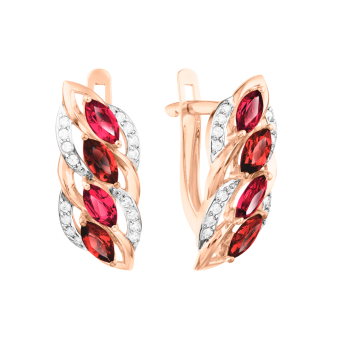 Earrings with garnets, rodolites and zirconia 