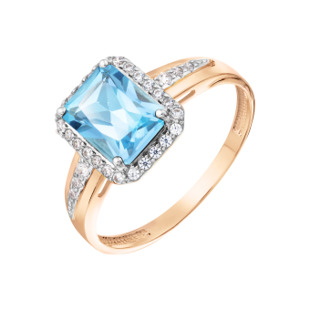 Women's ring with zirconia and topaz 