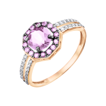 Women's ring with zirconia and amethysts 