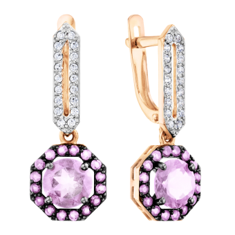 Earrings with zirconia and amethysts 