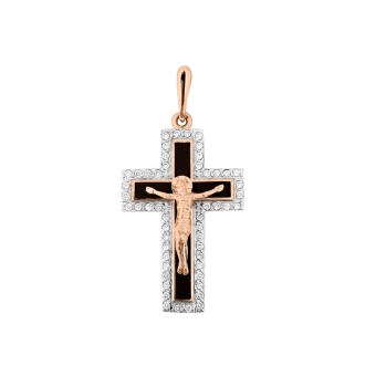 Pendant cross with zirconia and enamel 