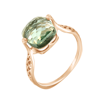 Women's ring with green amethyst 