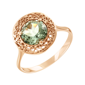 Women's ring with green amethyst 