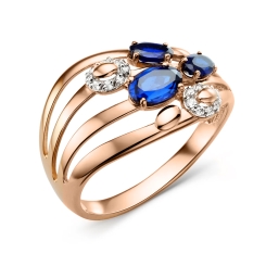Women's ring with corundum and zirconia 