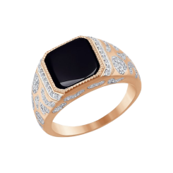 Men's ring with zirconia and onix 