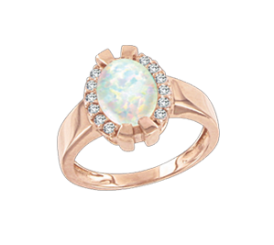 Women's ring with opal and zirconia 
