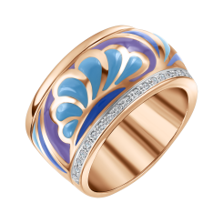 Damenring mit Brillanten  und Emaille, Gold 585 