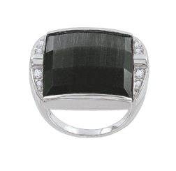 Women's ring with zirconia and cat's eye 