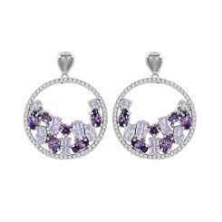 Ohrstecker rhodiniert mit Amethyst 
