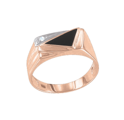 Men's ring with onyx und zirconia 