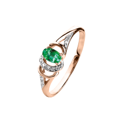 Women's ring with emerald and diamonds 