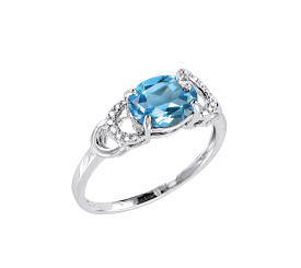 Damenring mit Brillanten und London Blue Topas 