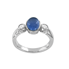 Women's ring with zirconia and cat's eye 