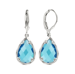 Earrings with sapphires and zirconia 