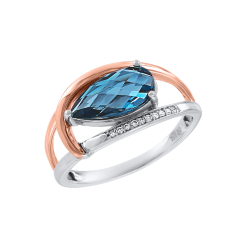 Women's ring with diamonds and topaz 