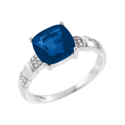 Damenring mit Brillanten und London Blue Topas 