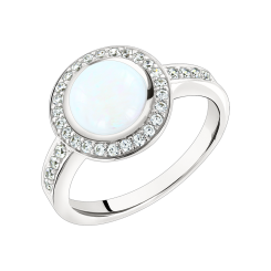 Women's ring with opal and zirconia 