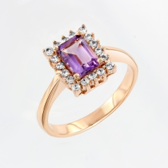 Damenring mit Amethyst und Zirkonia 