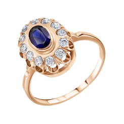 Damenring mit Saphir und Zirkonia 