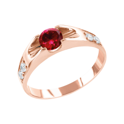 Women's ring with zirconia and ruby 