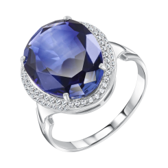 Damenring mit Brillanten und Saphir 