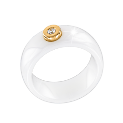 Women's ring in white ceramic with diamond 
