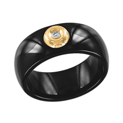Women's ring with diamond and black ceramic 