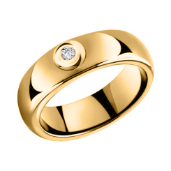 Women's ring with diamond and yellow gold ceramic 
