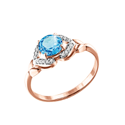 Damenring mit Blau Topas und Zirkonia 