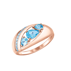 Women's ring with topaz and zirconia 