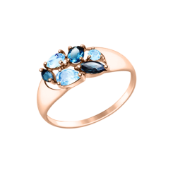 Damenring mit London Blue Topas und Zirkonia 