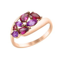 Damenring mit Amethyst und Rodolith 
