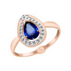 Damenring mit Saphir und Zirkonia 